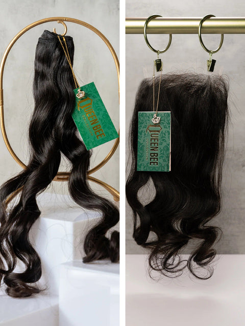 Queen Body Wave Bundles 22/22/24/24" with 22" 5x5 HD Closure set