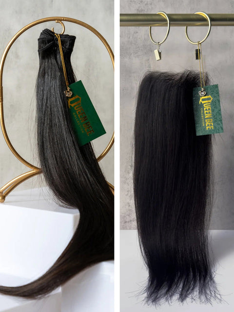 Queen Straight Bundles 14/14" with 14" 5x5 HD Closure set