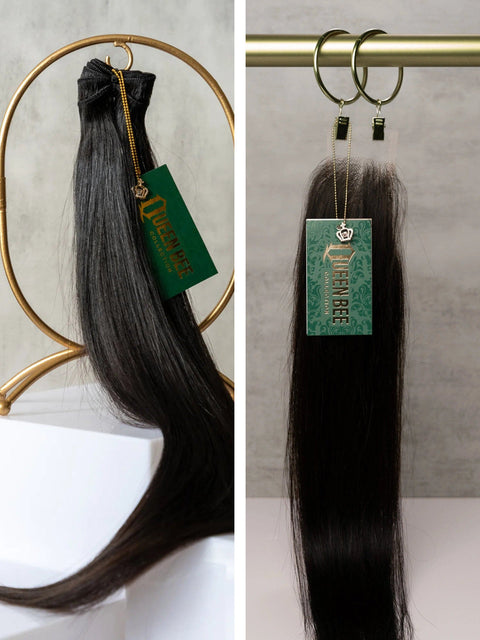 Queen Straight Bundles 22/22/22" with 20" 2x6 HD Closure set