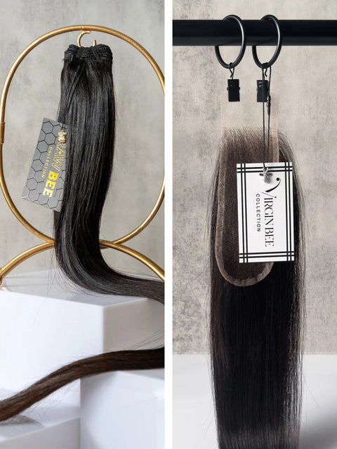 Raw Indian Straight Bundles 22/22/22" with 20" 2x6 HD Closure set