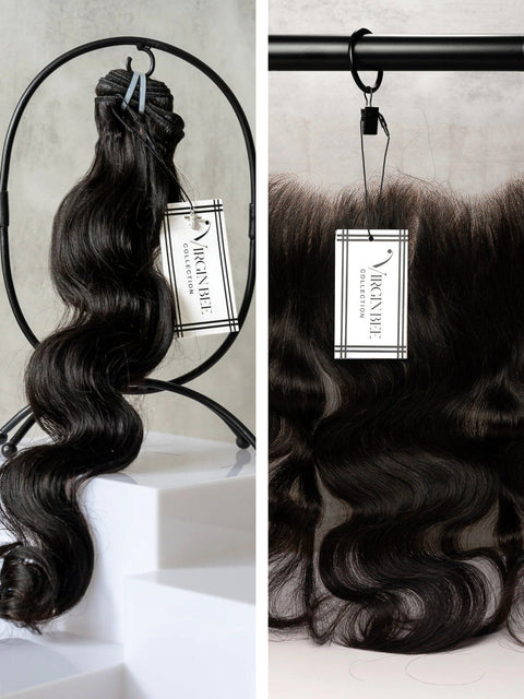 Virgin Body Wave Bundles 16/18/20" with 14" 13x6 HD Frontal set