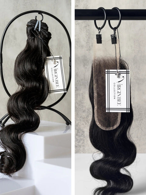 Virgin Body Wave Bundles 20/20/20" with 20" 2x6 HD Closure set