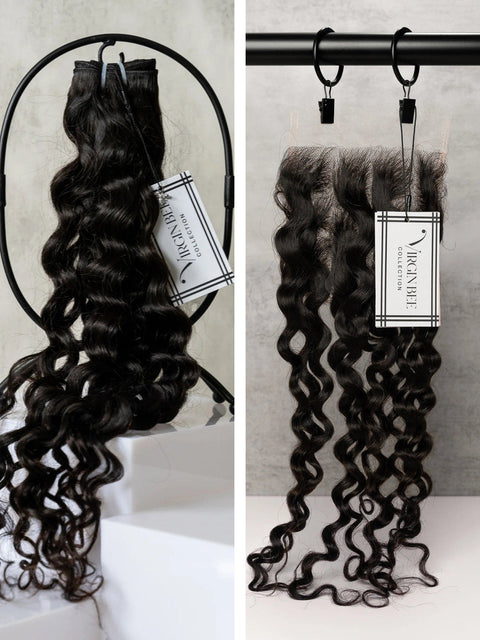 Virgin Water Wave Bundles 20/20/20" with 18" 5x5 HD Closure set